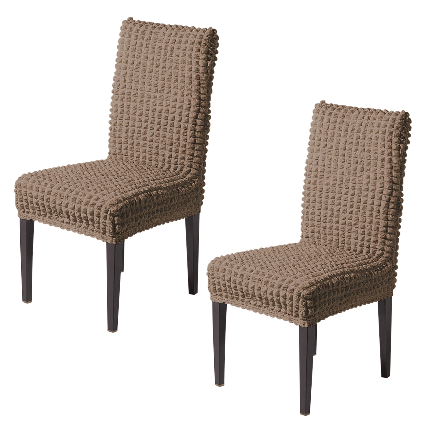 Aria Nova Bubble 280 GSM Dining Chair Cover Set of 1/2/4/6, Mocha Brown