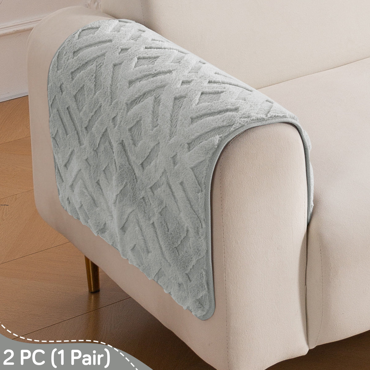 Velvet Maze Sofa Cover Mat, Light Grey