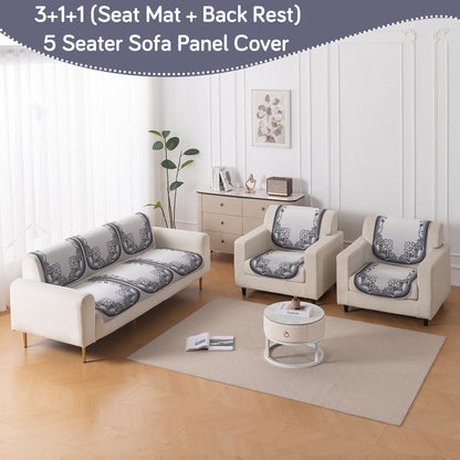 HeavenHue Fleece Soft Touch Quilted Sofa Cover Set Washable Sofa Panel for Seat & Back - Twilight Lace