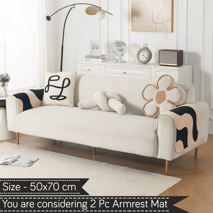 Luxury Plush Sherpa Anti-Slip Sofa Cover Mat, 'Noirea Series'| Wavy Stripe