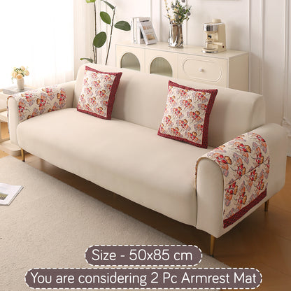 Florentina Series Printed Holland Velvet Sofa Mat - Autumn Cream