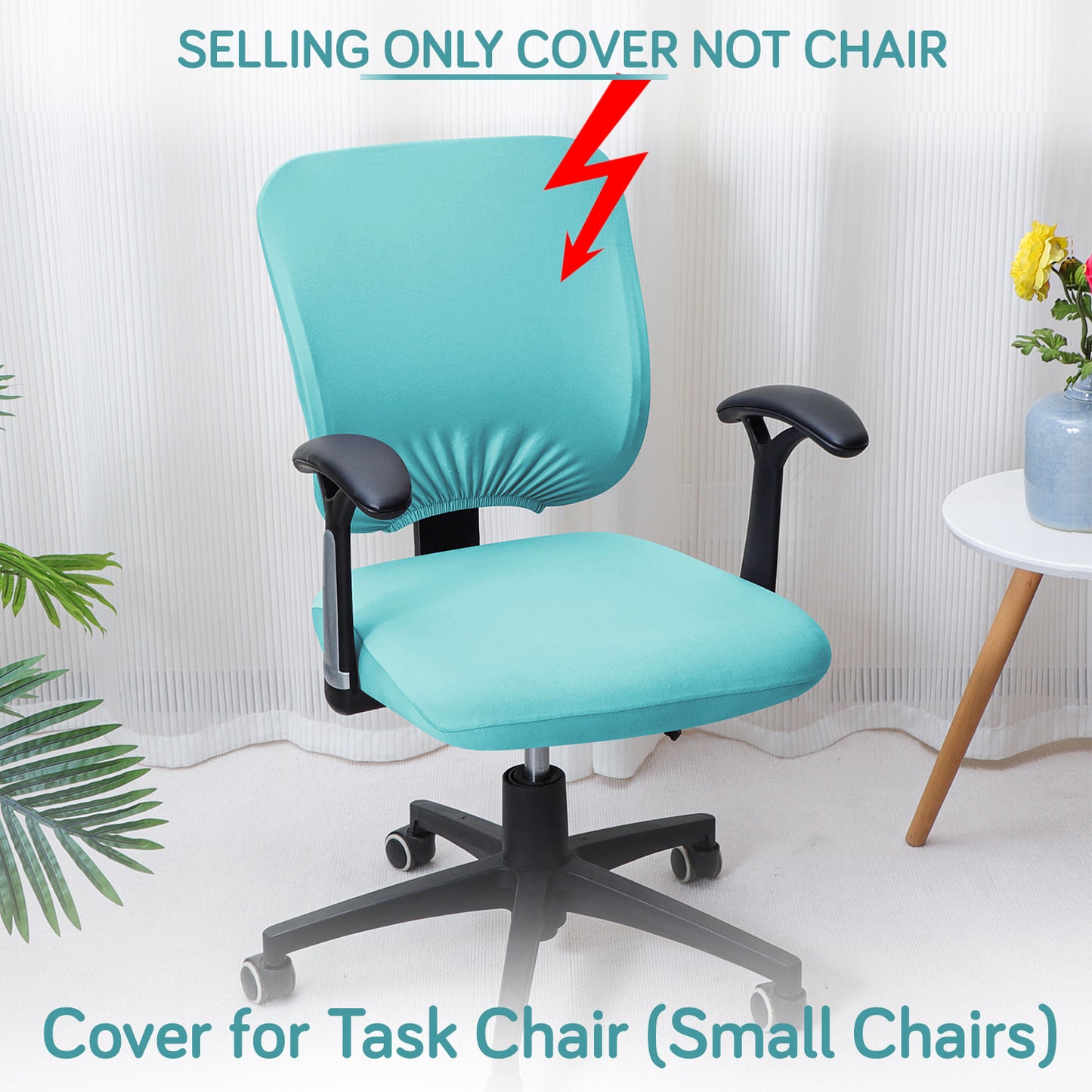 Office Chair Cover for Task Chair – 140 GSM Stretchable Fabric – Washable & Anti-Slip – Fits Small Office Chairs Without Headrest, Sky Blue