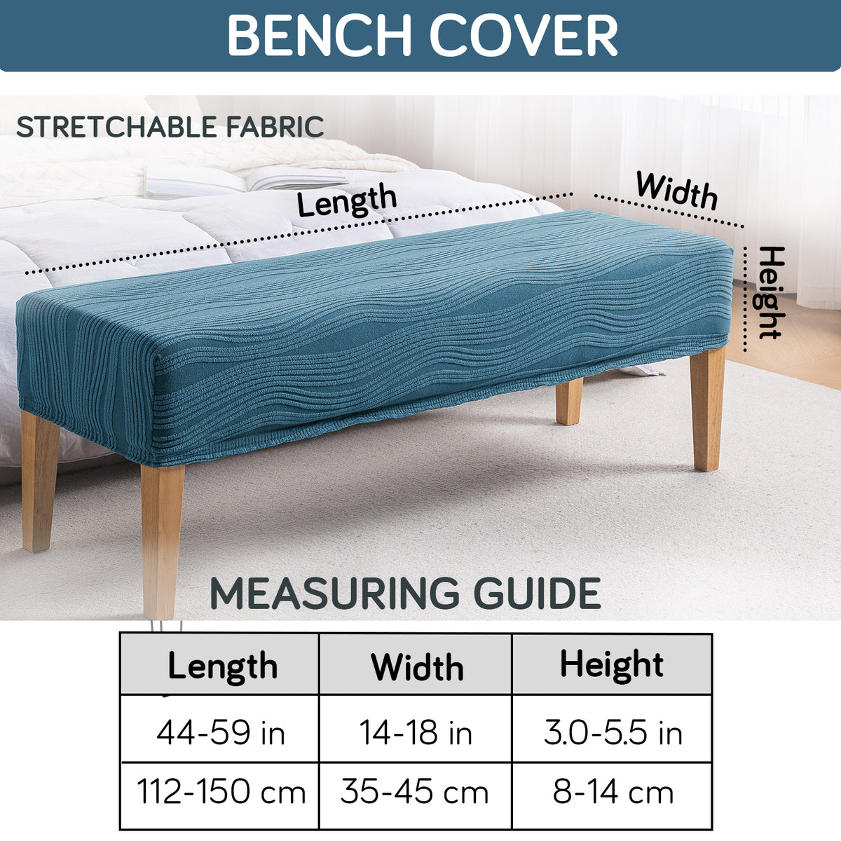 Nestiva Series 200gsm Knitting Jacquard Bench Cover - Sea Blue