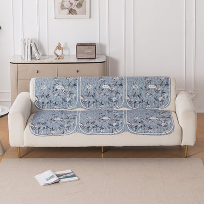 HeavenHue Fleece Soft Touch Quilted Sofa Cover Set Washable Sofa Panel for Seat & Back - Frosted Petals