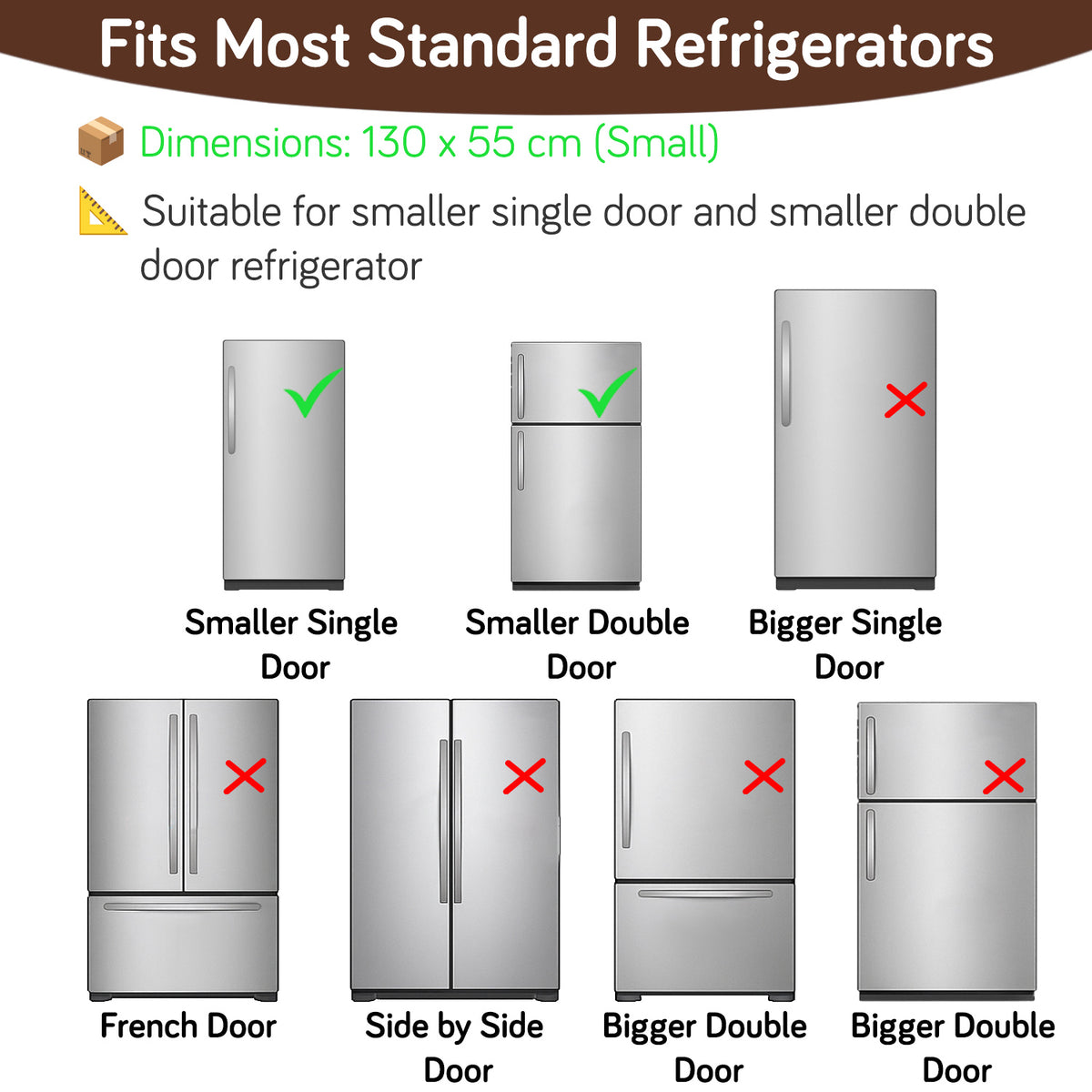 Small / Large Fridge Cover Top | For Smaller Single Door, Double Door and Bigger Double Door Refrigerator - Waterproof, Printed with 6 Side Pockets, Nature Trees
