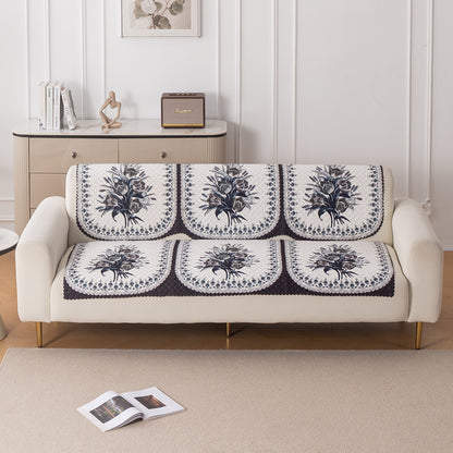 LoomVerse Quilted Sofa Cover Set Washable Sofa Panel for Seat & Back - Midnight Bloom