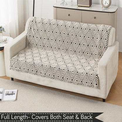 HOKIPO Plush Sofa Cover Throw for Complete Sofa 'Noirea Series', Geometric Diamond