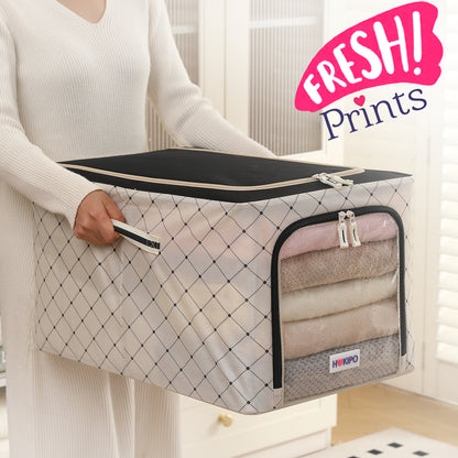 Foldable Cloth Storage  Box Organizer for Wardrobe - Ivory Noir