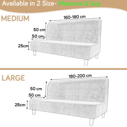 SereneSolids Stretchable Elastic Armless Sofa Cover – 140 GSM, Futon Slipcover, Easy Fit, Camel