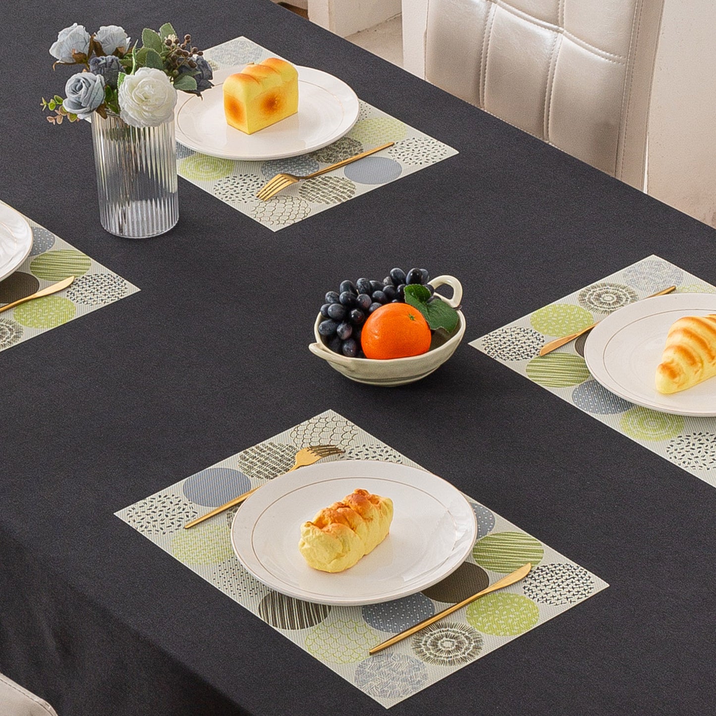 Color Splash PVC Mats for Dining Table, Bubble - Lemon Yellow