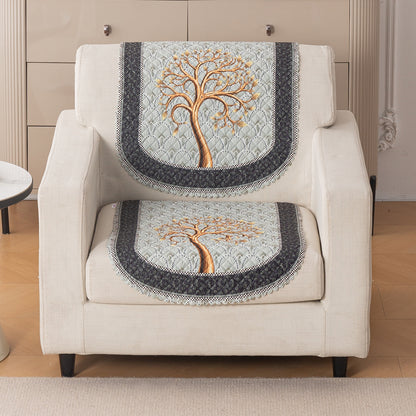 LoomVerse Quilted Sofa Cover Set Washable Sofa Panel for Seat & Back - Tranquil Tree