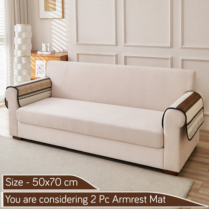 HOKIPO Boho Geometry Sofa Cover Mat|'Valenca Wavy Luxe Series' Earth Brown