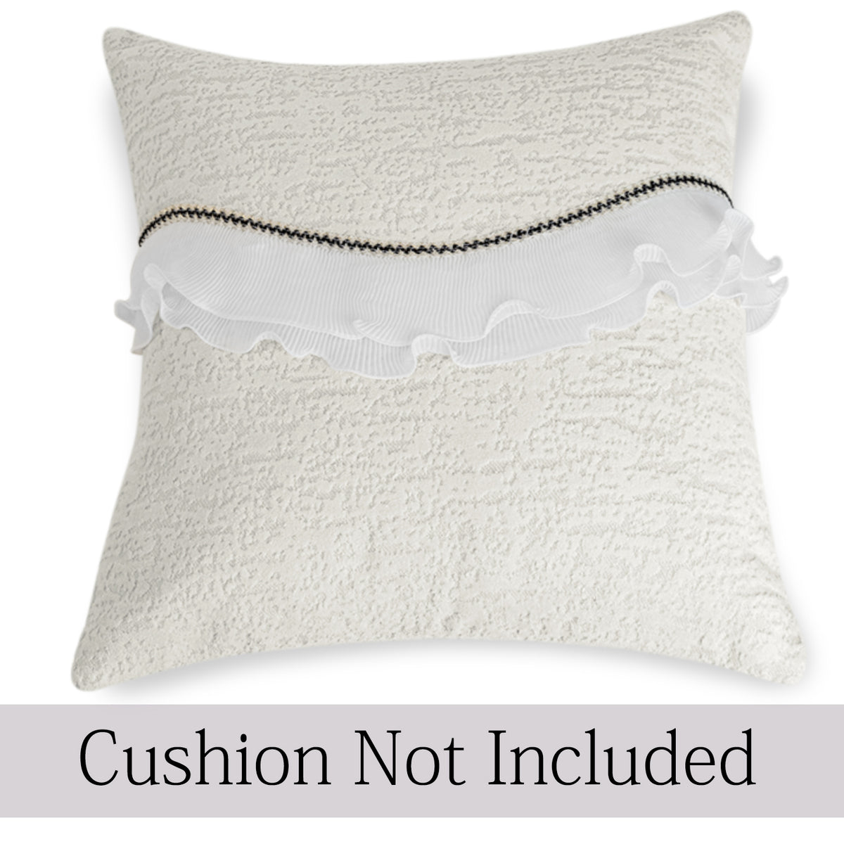 French Classic Frill Sofa Cushion Cover with Elegant Wavy Lace Design - Snow White Ivory