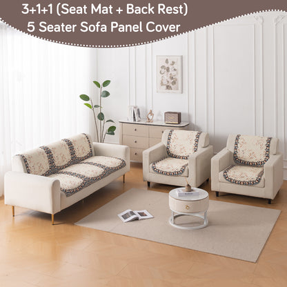 LoomVerse Quilted Sofa Cover Set Washable Sofa Panel for Seat & Back - Petal Harmony