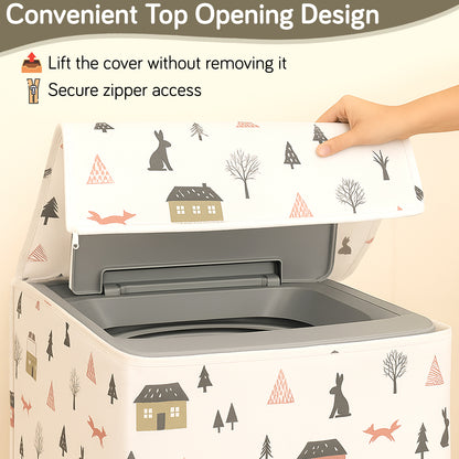 Waterproof Front Load / Top Load Washing Machine Cover | PEVA Dustproof Protective Cover for 6kg, 6.5kg, 7kg & 7.5kg Fully Automatic Machines, Woodland Village