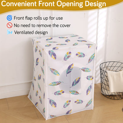Waterproof Front Load / Top Load Washing Machine Cover | PEVA Dustproof Protective Cover for 6kg, 6.5kg, 7kg & 7.5kg Fully Automatic Machines, Boho Feathers