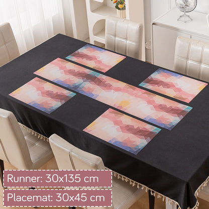 Color Splash PVC Mats for Dining Table, Abstract Polygon - Rose Mauve