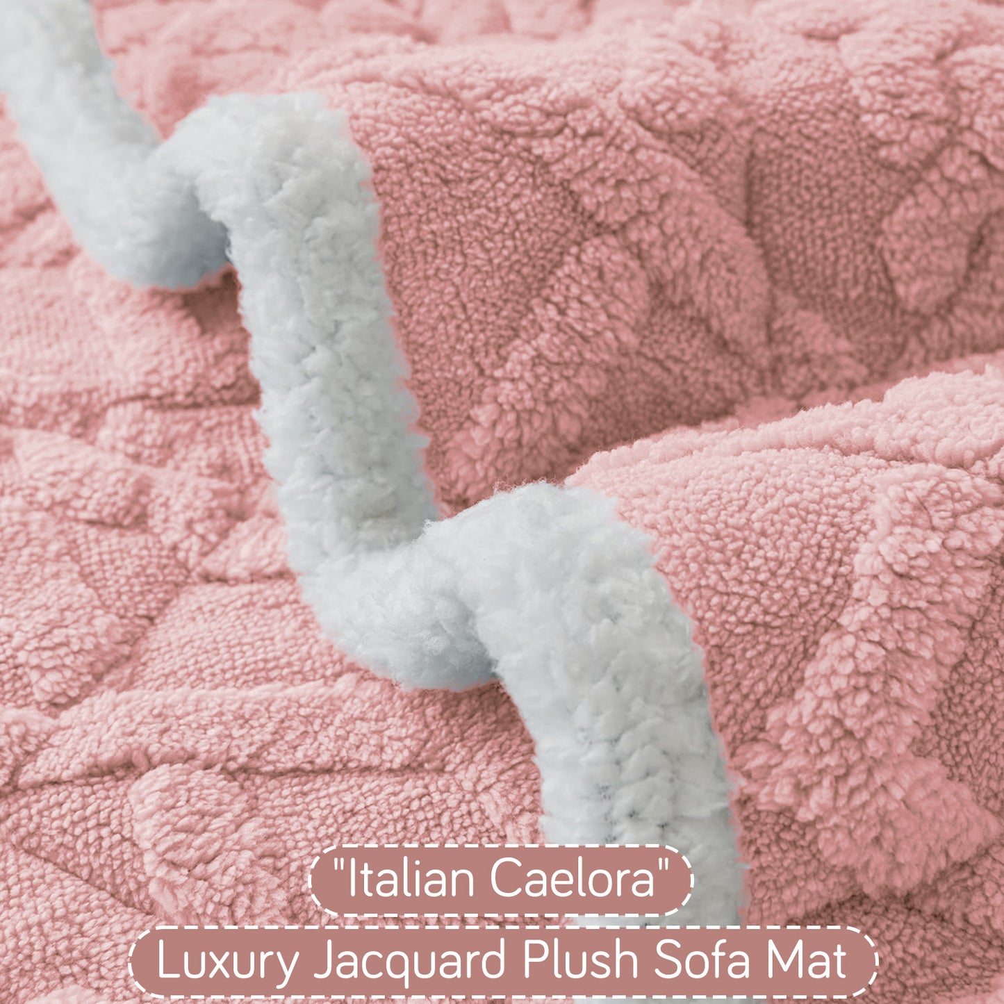 'Italian Caelora' Luxury Jacquard Plush Anti-Slip Sofa Cover Mat - Misty Rose