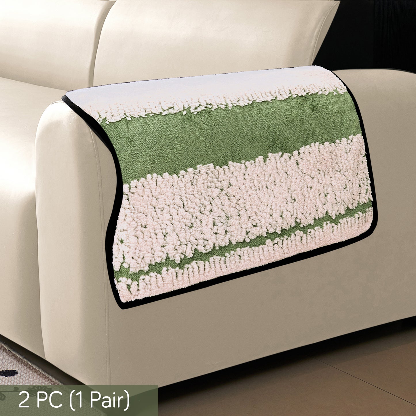 Luxury Wavy Plush Anti-Slip Sofa Cover Mats - Pistachio Green