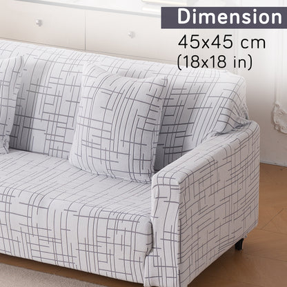 'Crossline Series' Jacquard Cushion Cover Set of 2, Light Grey