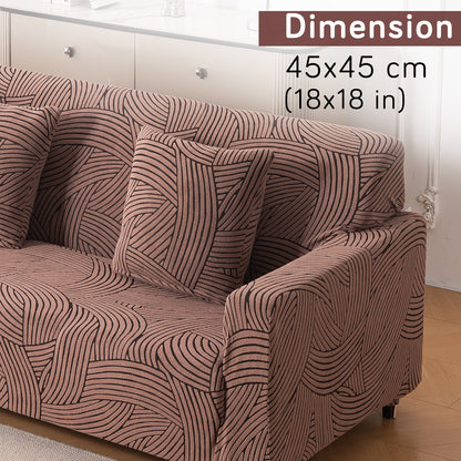 'WaveLine Series' Jacquard Cushion Cover Set of 2, Rust Brown