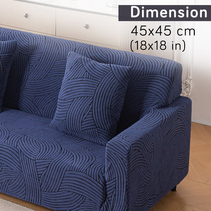 'WaveLine Series' Jacquard Cushion Cover Set of 2, Royal Blue