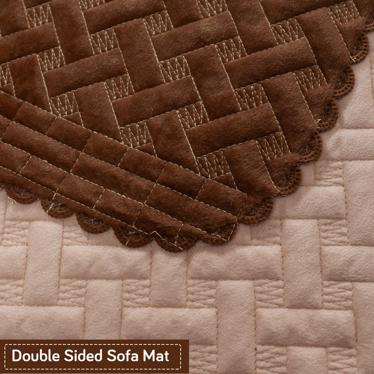 Modern Matrix 5-Seater Reversible Sofa Cover (3+1+1), Chestnut Brown