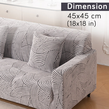 'WaveLine Series' Jacquard Cushion Cover Set of 2, Ash Grey