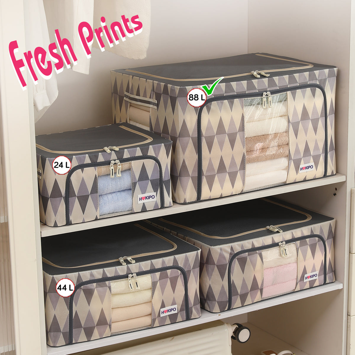 Folding Cloth Storage Box and Organizer for Wardrobe - Ash Mirage