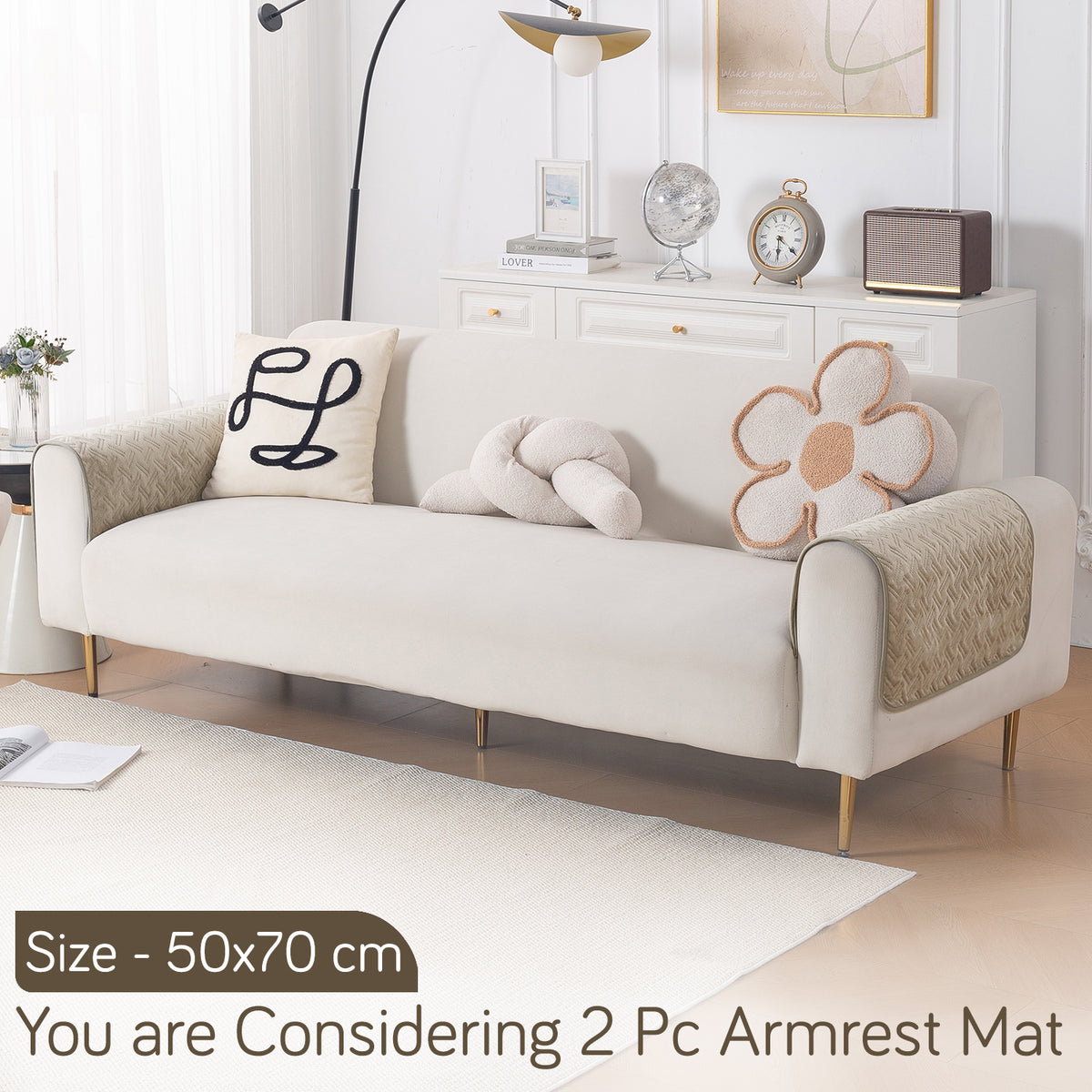 Softline Quilted Sofa Cover Mat, Latte Brown