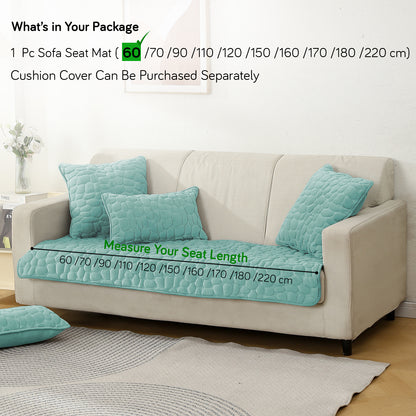 Premium Pebble Milk Velvet Anti Slip Sofa Mat for 1/2/3 Seater, Fog Blue