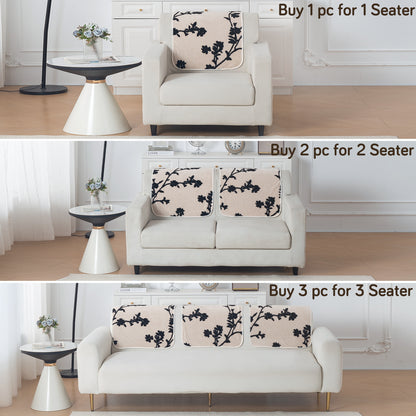 Luxury Plush Sherpa Anti-Slip Sofa Cover Mat, 'Noirea Series'| Botanical Vine
