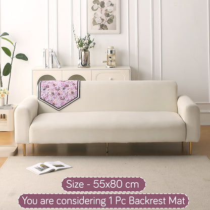 Florentina Series Printed Holland Velvet Sofa Mat - Peony Lavender