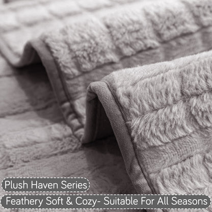 Premium Plush Anti Slip Sofa Cover Mat with 2 Armrest Cover, Light Grey