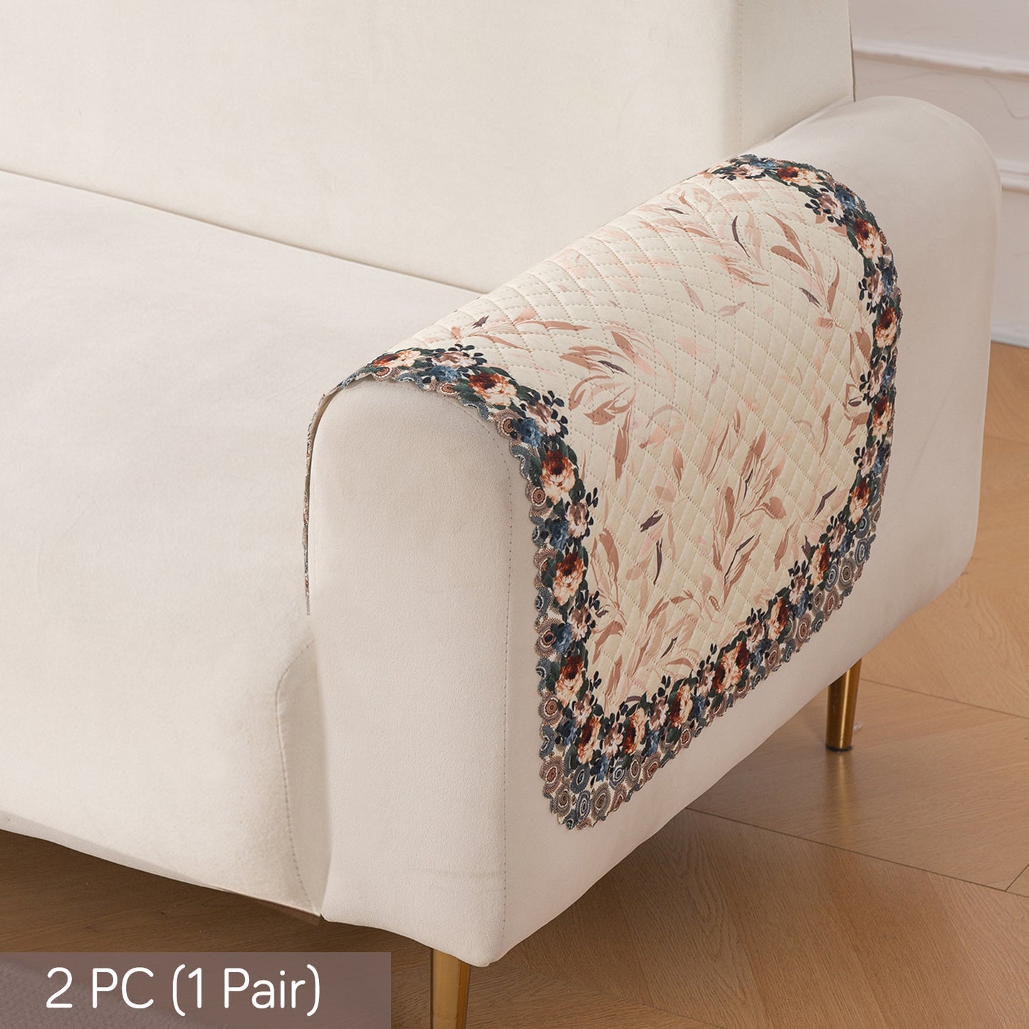 LoomVerse Quilted Sofa Cover Set Washable Sofa Panel for Seat & Back - Petal Harmony