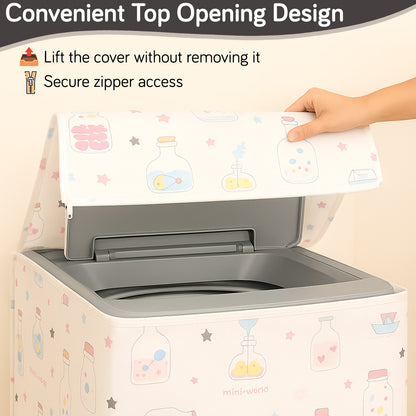 Waterproof Front Load / Top Load Washing Machine Cover | PEVA Dustproof Protective Cover for 6kg, 6.5kg, 7kg & 7.5kg Fully Automatic Machines, Whimsical Bottles