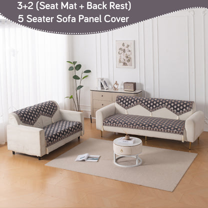 Heritage Weave Premium Jacquard Sofa Cover Set with Tassels - Graphite Grey