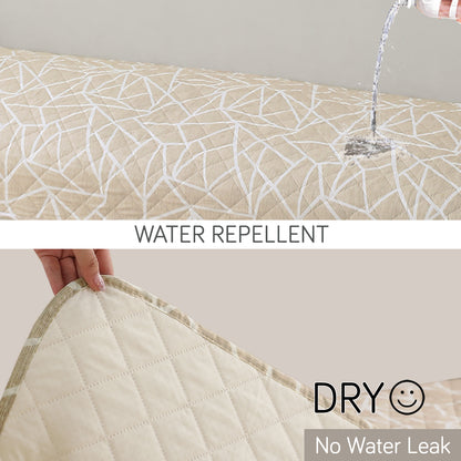 HOKIPO Water Repellent + Waterproof Quilted Sofa Mats, Beige Abstract Geometry