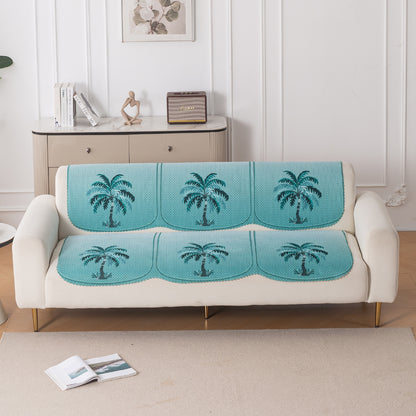 HeavenHue Fleece Soft Touch Quilted Sofa Cover Set Washable Sofa Panel for Seat & Back - Island Breeze