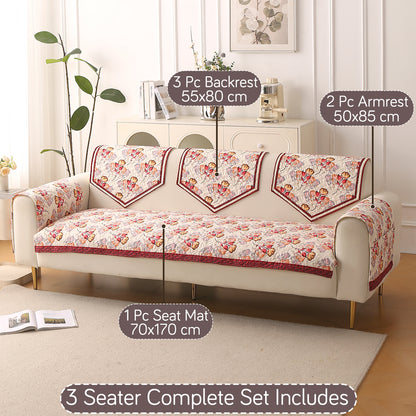 Florentina Series Printed Holland Velvet Sofa Mat - Autumn Cream
