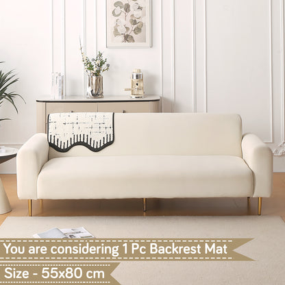 Premium Supple Soft Wavy with Curve Sofa Cover Mat, Off-White