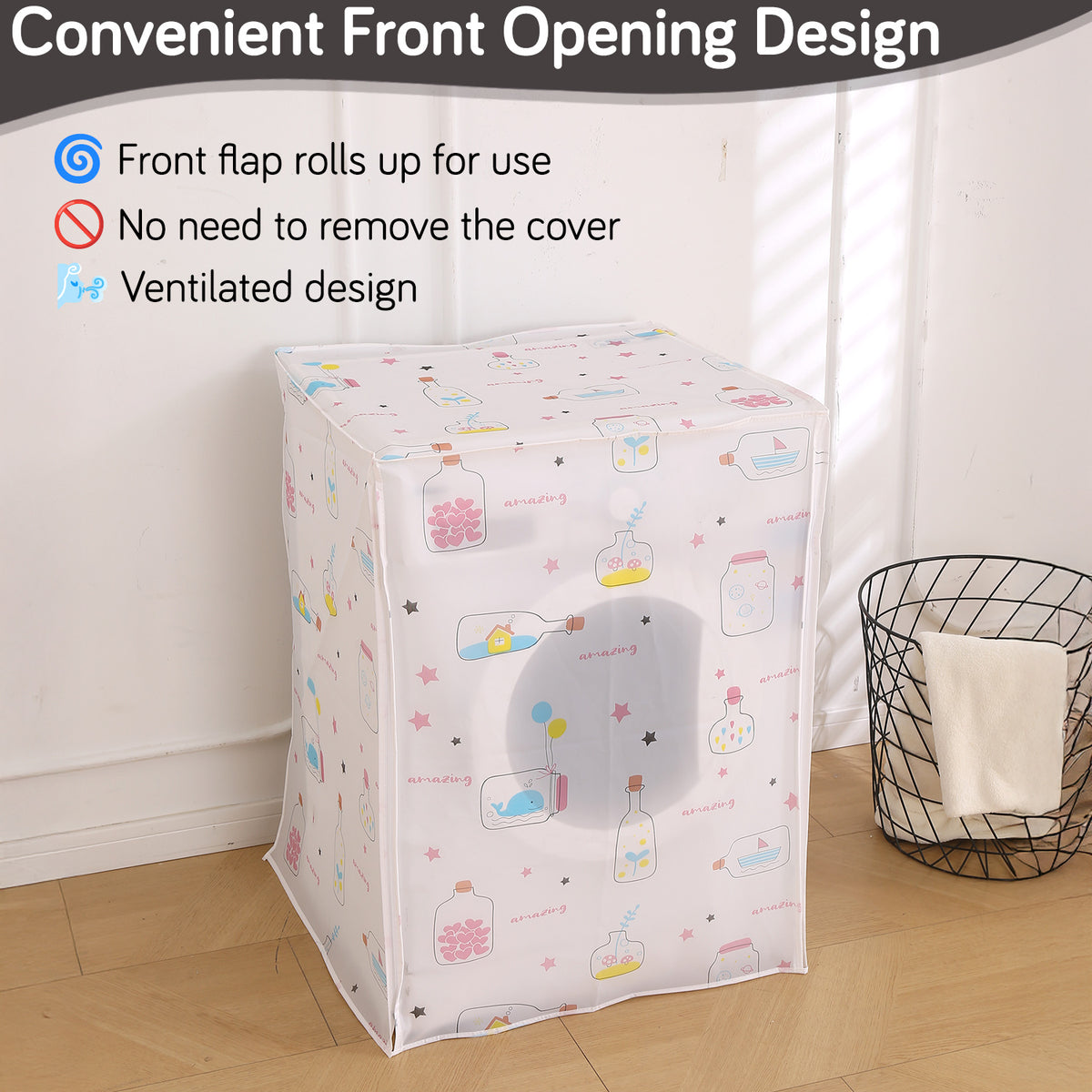 Buy Whimsical Bottles washing machine cover for 6kg to 8kg machines with full cover | Hokipo