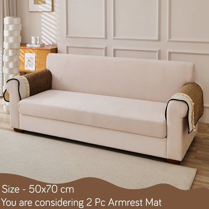 Thick Woven Weave Chenille Sofa Cover with Tassel|'Wavy Royale Series' Chestnut Brown