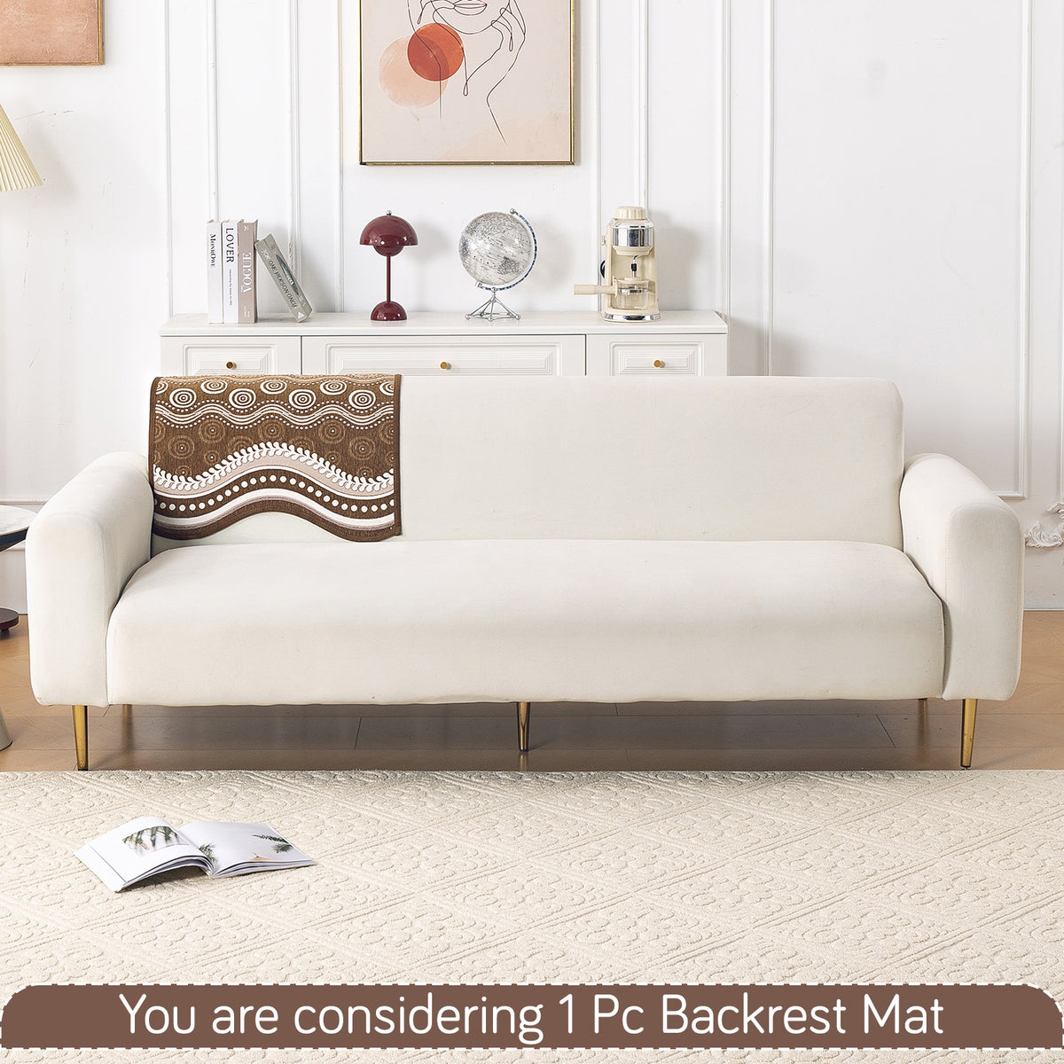 Serene Curves Sofa Cover Mat, Flowy Swirl