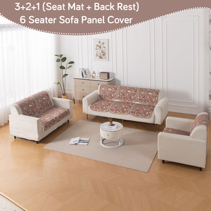 HeavenHue Fleece Soft Touch Quilted Sofa Cover Set Washable Sofa Panel for Seat & Bk - Vintage Bloom