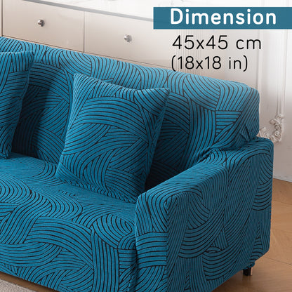 'WaveLine Series' Jacquard Cushion Cover Set of 2, Teal Green