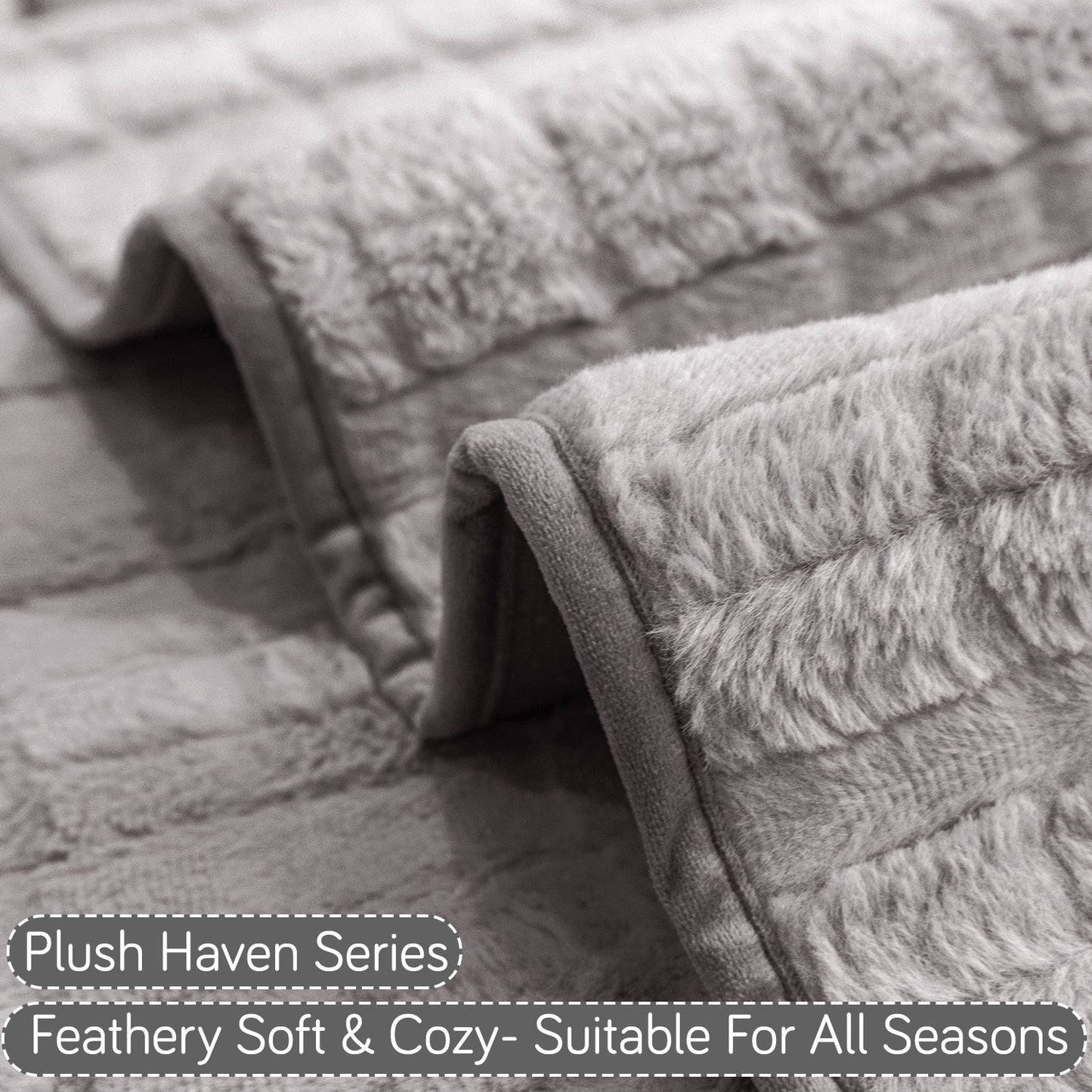 Premium Plush Set of 2 Sofa Armrest Covers, Light Grey