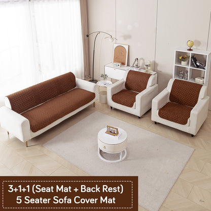 Modern Matrix 5-Seater Reversible Sofa Cover (3+1+1), Chestnut Brown