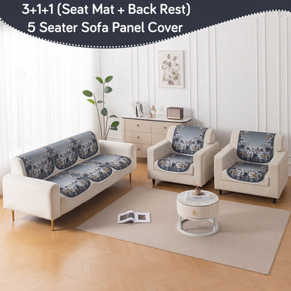 LoomVerse Quilted Sofa Cover Set Washable Sofa Panel for Seat & Back - Blue Belle