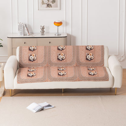 LoomVerse Quilted Sofa Cover Set Washable Sofa Panel for Seat & Back - Vintage Rosette